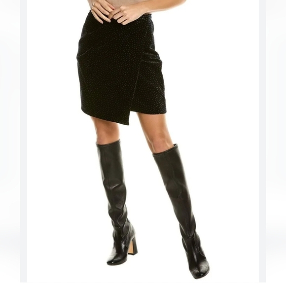 THEORY Dot  Velvet Pleated Wrap Skirt Size 8 NWT - Picture 2 of 15
